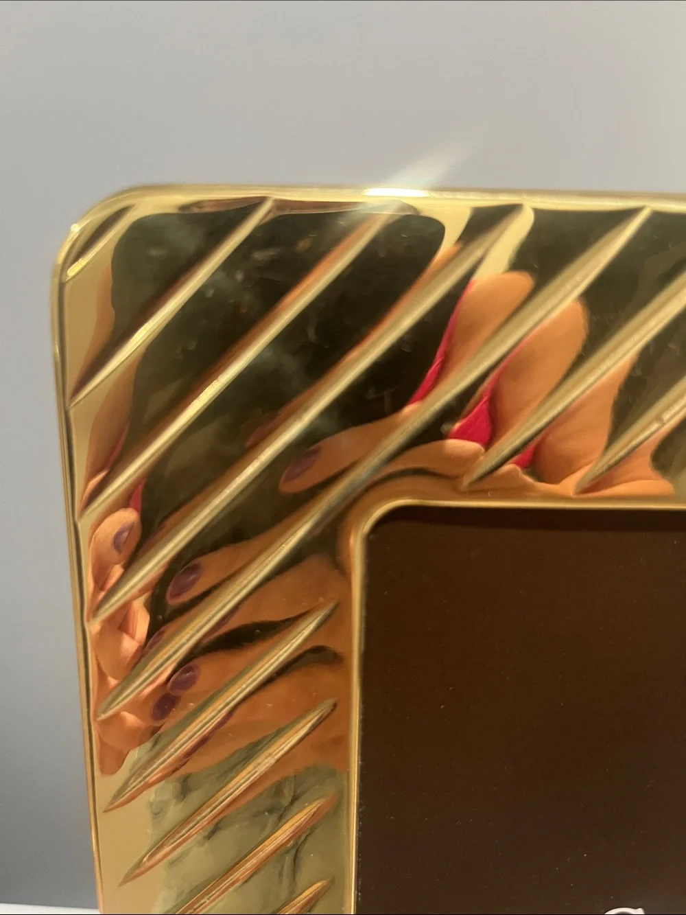 90s Pair Solid Brass Gold Photo Frame 5x7 Hand Polished Lacquer Coated